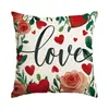 Capa de Almofada Dia dos Namorados Coração Flor Cruzada Transfronteiriça Peça Única Personalizada Dropshipping Urgente Decoração de Casamento Capa de Almofada