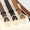 Cinto Feminino de Couro Genuíno Tendência Estilo Coreano Versátil Fino para Mulheres Elegante Cinto Preto para Calças em Estoque