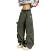 Pantalones Cargo Rectos Multibolsillos Color Verde Militar Transfronterizos para Hombre, Nuevos Pantalones Largos Casuales Cónicos Versátiles de Otoño e Invierno