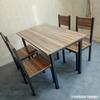 Mesa e Cadeiras de Jantar Rápidas para Móveis de Aço e Madeira Domésticos, Cadeira Simples para Lanchonete e Loja de Chá com Leite, Conjunto de Mesa e Cadeiras para Restaurante, Mesa de Jantar de Ferro Forjado