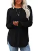Ropa de Mujer Transfronteriza de Comercio Exterior Europeo y Americano de Amazon Otoño 2026 Nuevo Top Holgado de Cuello Redondo con Dobladillo Curvo Alto-Bajo para Mujer