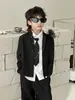 Conjunto de Traje para Niños 2025 Otoño Lentejuelas para Niños Pasarela Estilo Chino Formal para Anfitrión Performance Atuendo de Una Pieza Venta al por Mayor