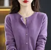 Venta al por mayor transfronteriza de nuevos cárdigans de punto para mujer de cuello redondo para primavera, otoño e invierno, suéteres de punto, ropa de mujer de manga larga, versátil y adelgazante