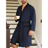 Bata de baño de rizo con doble bolsillo y cinturón de amarre, bata larga para dormir, ropa de casa cálida casual TK, bata de dormir de primavera/verano para hombre de Amazon