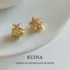 Pendientes de Estrella Dorada con Circonita Super Brillantes para Mujer, Clips para Oreja de Diseño Único, Lujo Ligero, Gama Alta, Joyería Única para Orejas