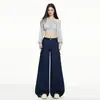 Jeans Americano Retro Cor Pura Lavado Versátil com Design de Fivela Preguiçoso e Relaxado Largo para Mulheres