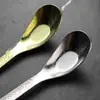 Cuchara de Titanio Puro, Cuchara de Lingote de Titanio Puro Cristalizado, Cuchara con Flor de Hielo Martillada, Cuchara Profunda para Sopa Doméstica, Cuchara Multifuncional de Mango Largo con Fondo Plano