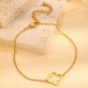 Pulseira da Moda Estilo Coreano Simples Lisa Aço Titânio Prata Feminina Trevo de Quatro Folhas Vazado Personalizada Versátil Pulseira Luxo Leve High-end