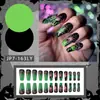 Patches de Unha Europeus e Americanos para Halloween Abóbora Exportação Patches de Unha Postiça Planta Verde Unhas Vestíveis Unhas de Halloween