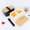 Al por mayor de fábrica Amazon caja de almuerzo con tapa de bambú japonés doble sellado compartimento de caja de almuerzo de gran capacidad horno de microondas