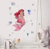 Papel de Parede Desenho Animado Anime Adesivos Princesa Sereia Sala de Estar Quarto de Crianças Quarto de Menina Pintura Decorativa Bolha Autoadesivo
