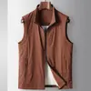 Chaleco Casual para Hombre 2025 Otoño e Invierno Lujo Ligero Negocios Juventud Color Sólido Seda Cremallera Sin Mangas Chaleco Chaqueta Moderno
