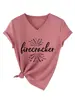 Petardo Amazon Ebay Sitio Independiente Moda Versátil Casual Camiseta de Manga Corta con Cuello en V para Mujer Camiseta Básica