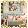 Cartel de Madera de Pascua Nuevo Producto Transfronterizo con Diseños Creativos de Conejo, Zanahoria y Flores para Decoración de Bienvenida