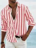 Camisa Estampada Abstrata com Arte Degradê Nova 2024 Para o Dia a Dia Primavera Verão Camisa de Manga Longa Dobrável