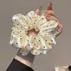 Goma para el pelo de satén con lunares blancos y negros estilo francés, coleta retro, banda elástica alta para moño, nueva cuerda para el pelo, goma para el pelo