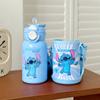 Botella de Agua Infantil Stitch Aislada Dibujos Animados Gran Capacidad Alto Valor Portátil Anti-Caídas Cruzada con Doble Popote