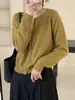 Novo cardigã de lã estilo coreano para primavera e outono, suéter de tricô feminino com gola redonda, curto e modelador, top base de cashmere
