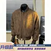 Chamarra tipo bomber de estilo americano para hombre, silueta moderna de verano 2026, ropa de trabajo, cuello de béisbol, chaqueta corta de piel sintética