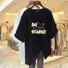 2026 Nova Camiseta de Manga Curta Estilo Comércio Exterior para Mães, Plus Size Soltinha, Emagrecedora, Cobre a Barriga, Top Estampado de Meia-Manga