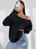 Moda de ropa de trabajo versátil nueva para mujer 2026 Amazon transfronteriza europea y americana, sudadera casual holgada de manga larga sin hombros