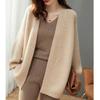 Suéter Novo Outono e Inverno Estilo Casual Preguiçoso Transfronteiriço Cardigã Feminino Tricotado Cor Sólida Solto Comprimento Médio Casaco Versátil