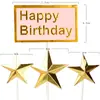 Decoración Cuadrada Tridimensional para Pastel Cumpleaños Pastel Estrella de Cinco Puntas Suministros Estrella de Cinco Puntas Inserto para Pastel