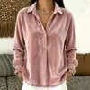 2026 Transfronterizo Europeo y Americano Amazon Botón Suelto Camisa Casual Terciopelo Coreano - Camiseta de Manga Larga con Cuello POLO Top de Moda