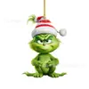 Novo Pingente Criativo de Desenho Animado Grinch de Natal Transfronteiriço Decorações de Árvore de Natal Pingente Plano de Acrílico