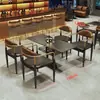 Cabina de Bar de Lujo Ligero de Cuero Marrón y Negro con Mesa de Pizarra, Mesa Larga para Bares Lounge, KTVs, Lugares de Entretenimiento Comerciales, Mesas y Sillas de Ocio