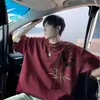Nova camiseta panda de bambu estilo chinês masculina marca de tendência verão algodão 200g manga curta pesada alta rua meia manga camiseta