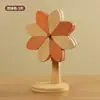 Tapete Isolante Térmico de Madeira Maciça com Design de Moinho de Vento para Mesa de Jantar, Jogo Americano Dobrável Criativo Resistente a Altas Temperaturas Doméstico Anti-Queimaduras que Parece uma Árvore