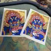 Hotong Xizang Nepal Thangka Pintado à Mão Puro Céu Negro Grande Cartão 4x5 Coração