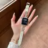 Pulseira de Couro Oval Estilo Europeu com Tachas de Diamante Adequada para Apple Watch iWatch 12ª Geração 11/10