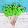 Ornatos Decorativos para Assar Cacto Balão Brilhante Flor de Aniversário Bandeira Suprimentos Decorativos para Bolo de Cacto