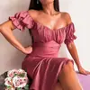 Ropa Nueva de Verano 2026 para Mujer para Dropshipping, Comercio Exterior Transfronterizo Europeo y Americano Vestido Largo, Elegante y con Estilo Vestido Francés Estampado