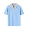 [Venda Direta de Fábrica] Marca Tendência de Qualidade Camisa Polo Lapela Color Block Solta Manga Curta Top Camisa Publicitária