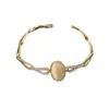 Pulsera Extremadamente Simple de Piedra Artificial Ojo de Tigre Incrustada de Diamantes Pulsera Retro de Nicho Simple Exquisita Pulsera Elegante de Gama Alta