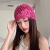 Chapéu Turban Fino Feito à Mão com Recortes Personalizados para Primavera/Verão Feminino, Chapéu Pulôver Tricotado Floral com Lantejoulas Elegante Vintage