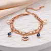 Serie de Pulseras de Acero de Titanio Estilo Coreano Pulsera de Trébol de Cuatro Hojas para Mujer, Moderna y Versátil, Pulsera de Acero de Titanio de Gama Alta, Joyería que No se Desvanece