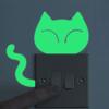 (Neutro) gato luminoso fofo adesivo de parede para quarto infantil decoração de interruptor de luz muda parâmetro estilo-