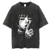 Tamanho Europeu Transfronteiriço Moda Masculina Camiseta Lavada Streetwear Gráfica Pr