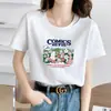 Popular camiseta de manga corta de verano para mujer de Lightning Warehouse, estilo coreano, estampado de flores de margarita, camiseta básica casual blanca de talla grande, top para mujer