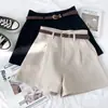 Pantalones cortos de resorte minimalistas retro al por mayor estilo coreano ins estilo Hong Kong de cintura alta color liso pierna ancha pantalones casuales adelgazantes