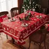 Toalha de Mesa de Natal Impermeável e à Prova de Óleo, Não Precisa Lavar, Decoração Festiva Vermelha de Ano Novo, Toalha de Mesa de Centro, Toalha de Mesa Atmosférica para Sala de Jantar