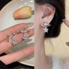Pendientes de Zirconia con Lazo Estilo Frío Lujo Ligero Diseño de Nicho Femenino Sentido de Diseño Estrella Pentagonal Clavo de Oreja Elegantes Pendientes Versátiles