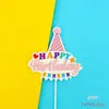 Toppers para Pastel de Feliz Cumpleaños, Picks para Cupcakes con Diseño de Sombrero de Fiesta Colorido para Decoración de Cumpleaños