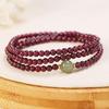 Pulseira feminina de granada preta dente de lobo roxa natural, pulseira de cristal de três voltas da moda de Jade Hetian, joias para namoradas por atacado