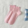 Calcetines blancos de primavera y otoño para mujer de tubo medio con zapatos de piel pequeños, calcetines de algodón puro de color sólido, calcetines holgados básicos para mujer al por mayor