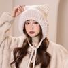 Chapéu de Pescador para Mulheres, Quente de Inverno Tricô Protege-Orelhas Estilo Coreano Versátil Chapéu Lei Feng, Novo Chapéu Fofo com Abas de Orelha para Mulheres
